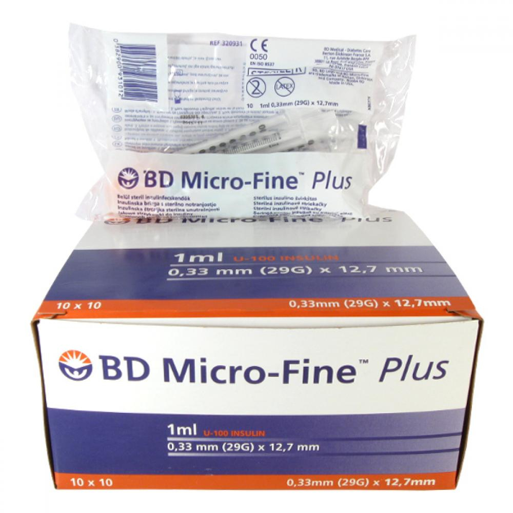 Inj.střík.ins.1ml 100ks BD Micro Fine Plus