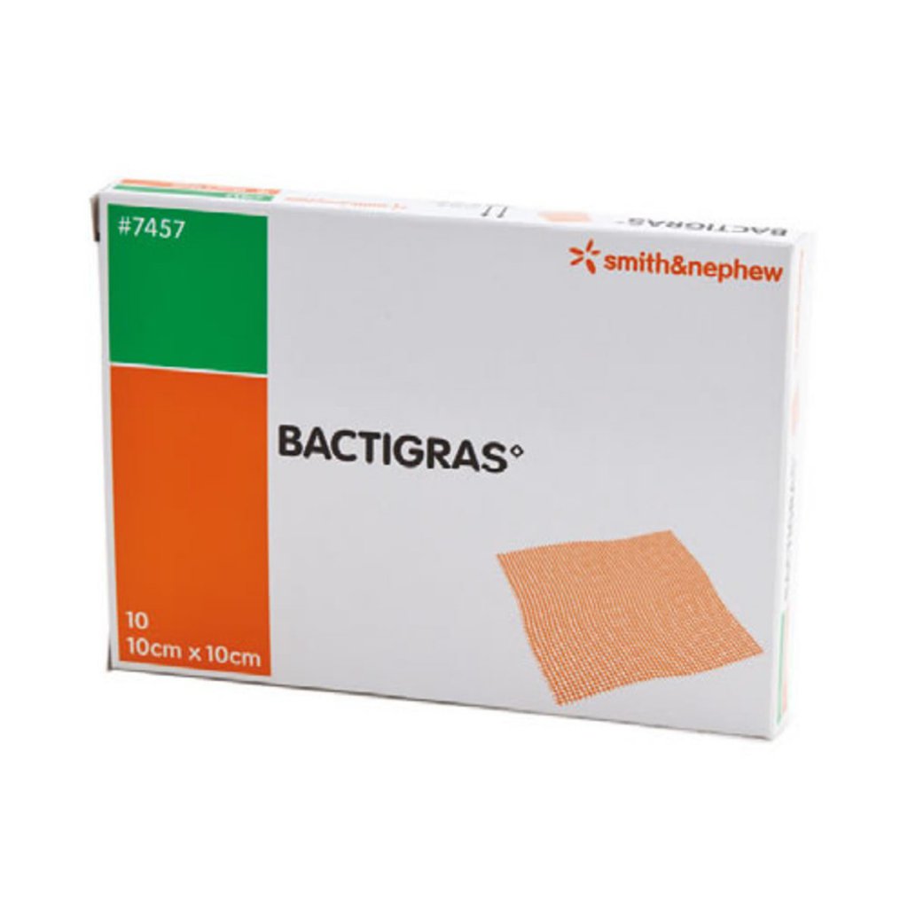 KRYTÍ BACTIGRAS 10X10CM 0,5%CHLORHEXIDINACETÁT,10KS