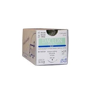 Chir. šití - Daclon nylon modrý 3/0 (2) 45cm DS19mm (12 ks)