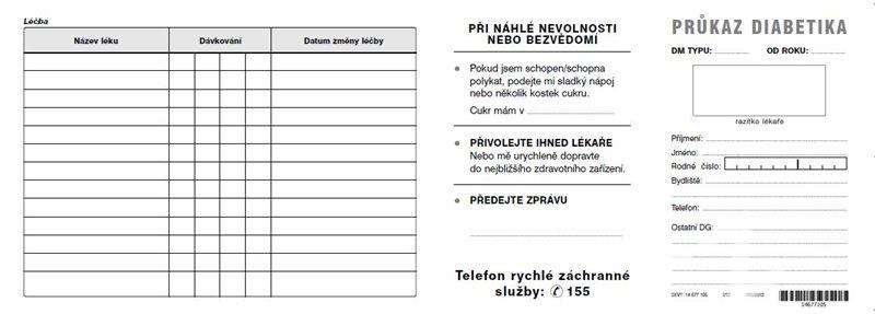Průkaz pro diabetika (malý) léč.inzulínem
