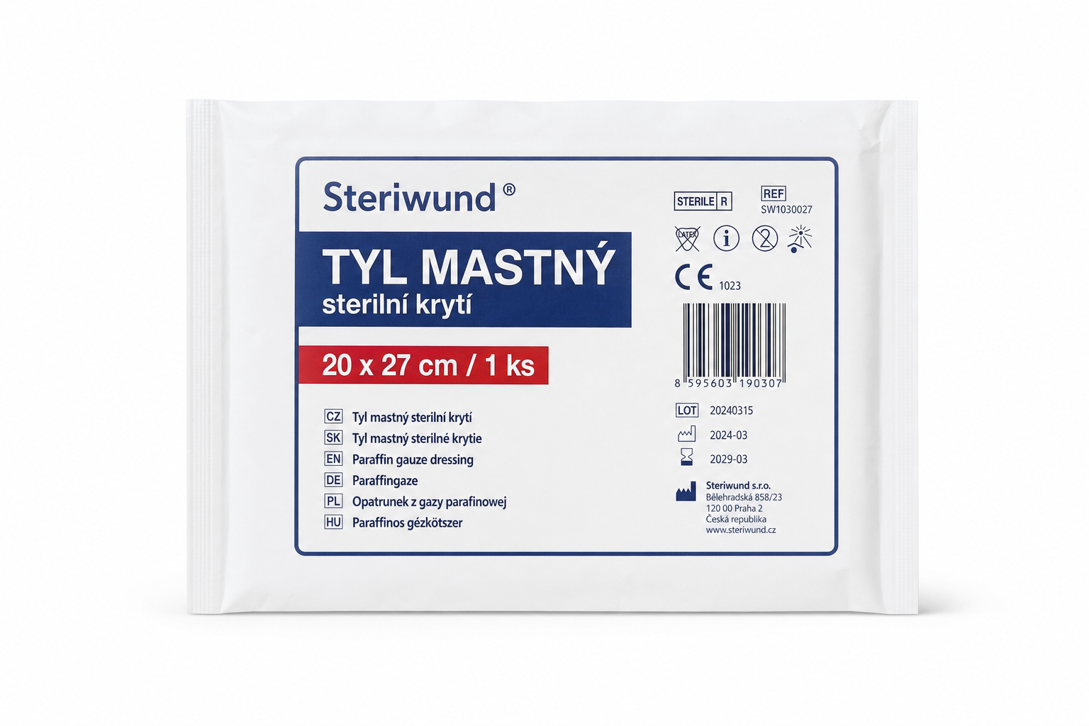 Tyl mastný sterilní krytí 20x27cm/ 1ks Steriwund