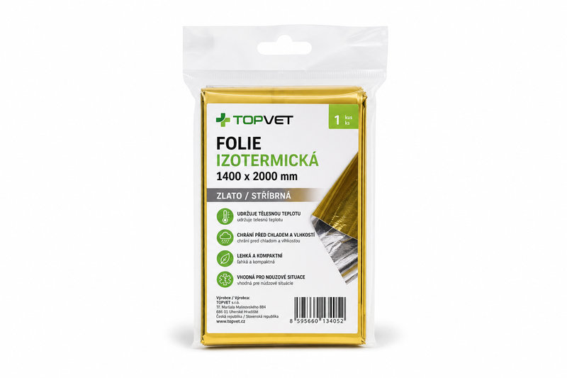 Folie izotermická 1400x2000mm zlato/stříbrná