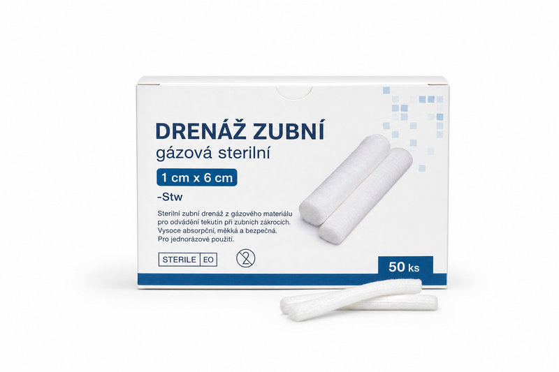 Drenáž zubní gázová sterilní 1cmx6cm -Stw