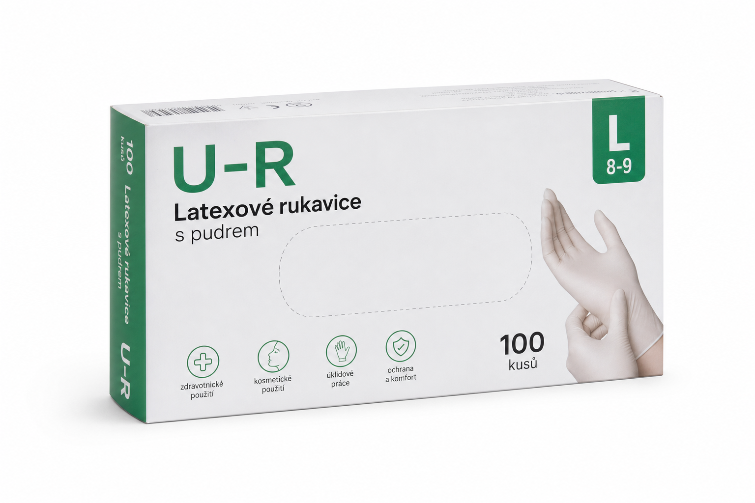 Rukavice latex U-R vel L pudr 100ks