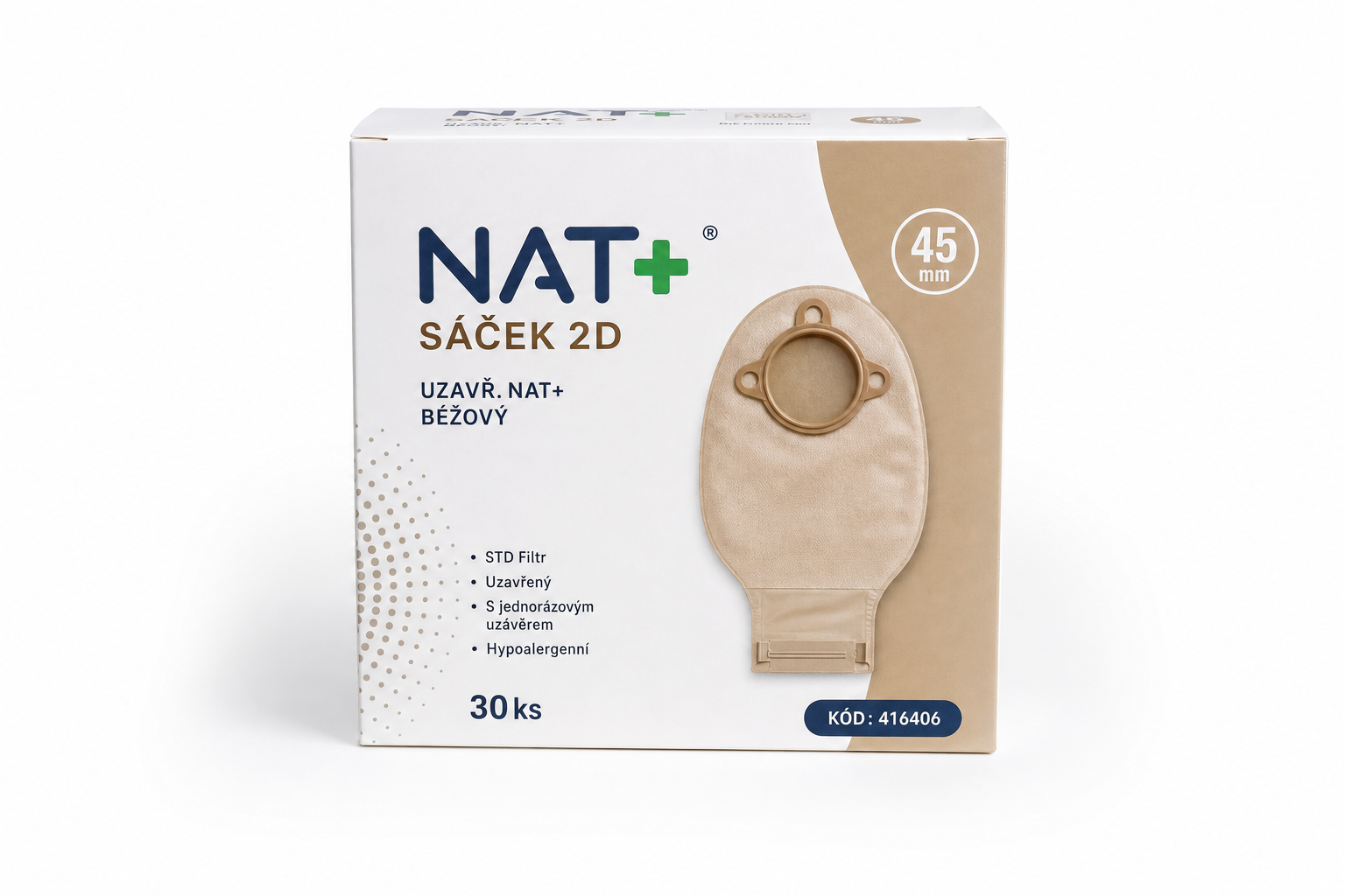 Sáček 2D uzavř. NAT+ béž 45mm STD filtr 30ks416406