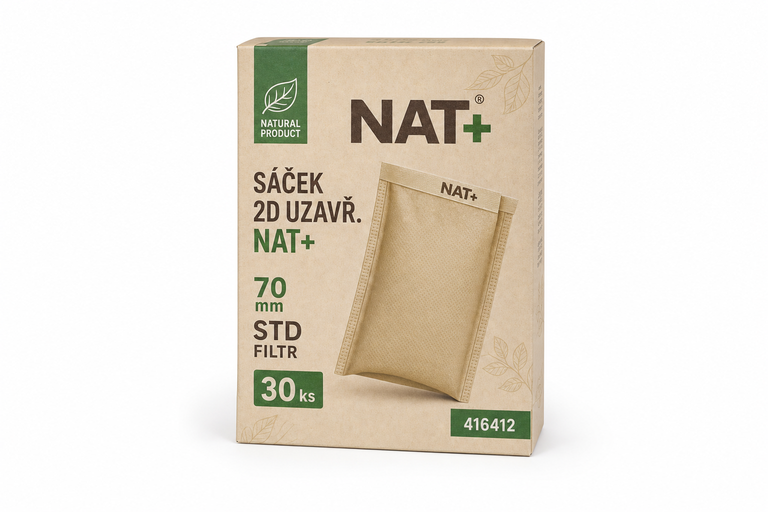 Sáček 2D uzavř.NAT+ béž 70mm STD filtr 30ks 416412