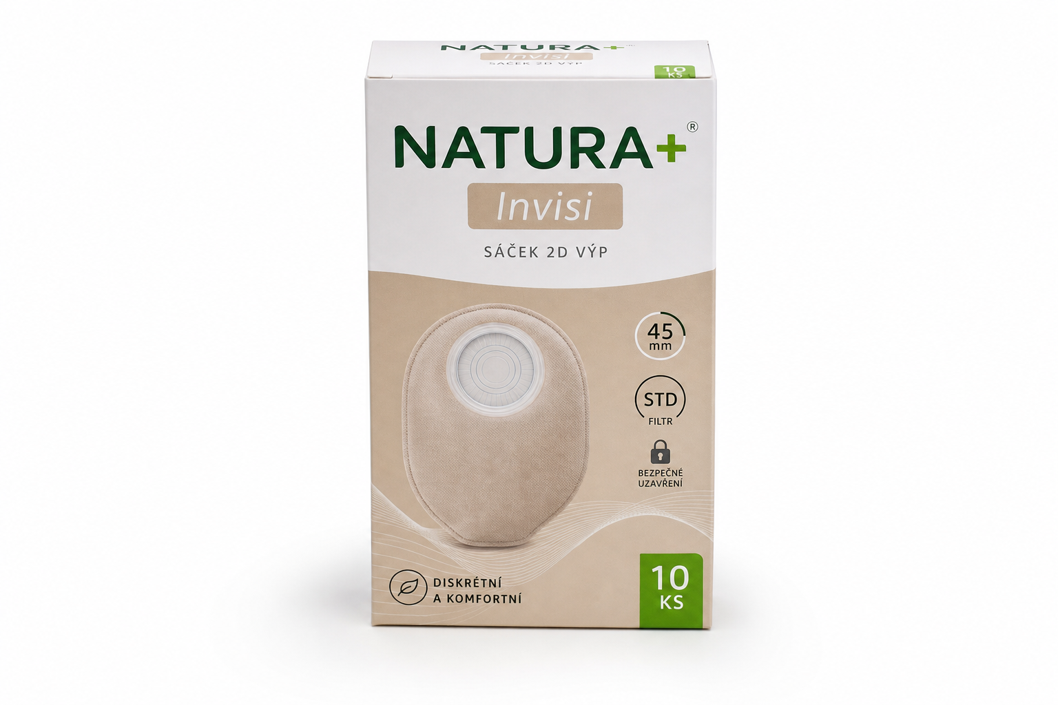 Sáček 2D výp NATURA+ Invisi béž 45mm STD filtr10ks