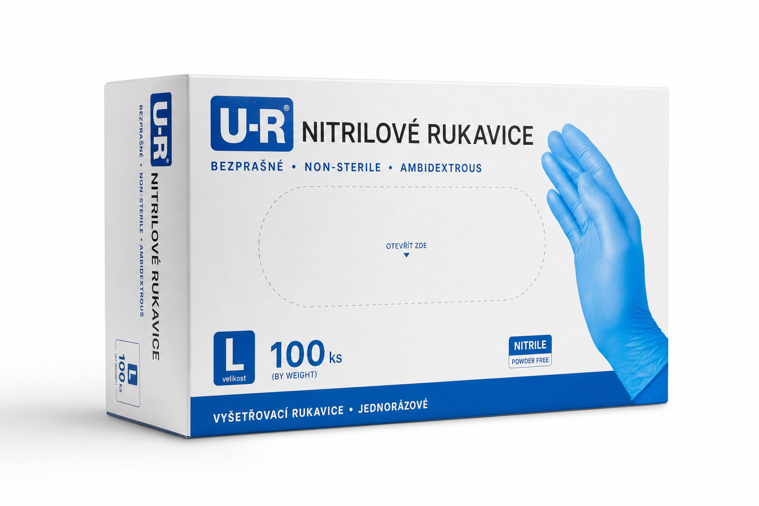 Rukavice nitrilové U-R vel.L bezprašné 100ks