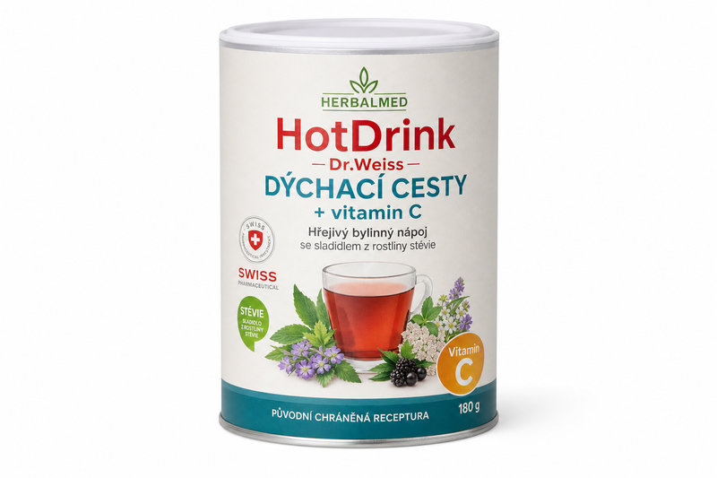 HERBALMED HotDrink Dr.Weiss dých.cesty 180g+vitC
