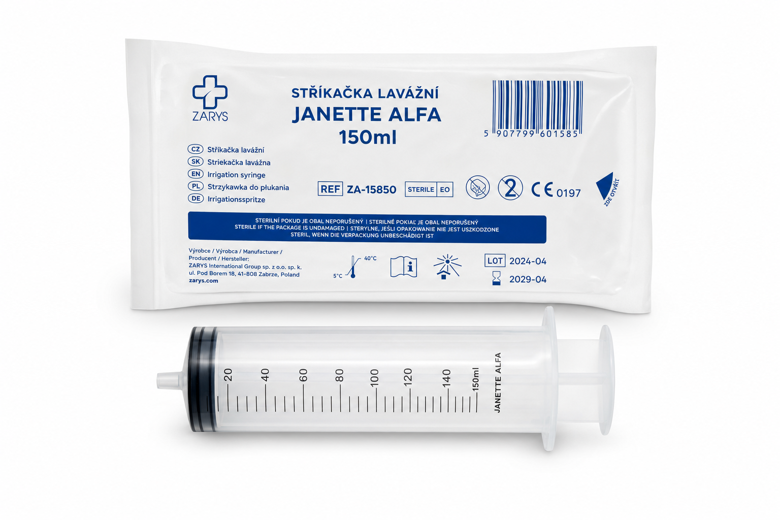 Stříkačka lavážní sterilní 150ml JANETTE ALFA