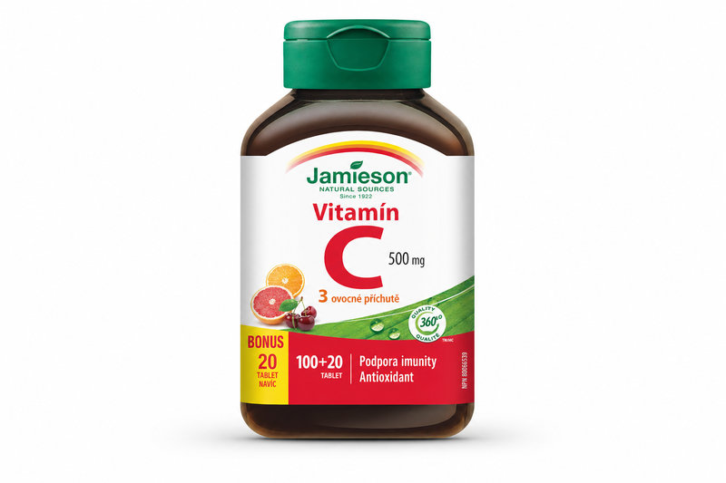 JAMIESON Vitamín C 500mg 3 ovocné přích.tbl.100+20