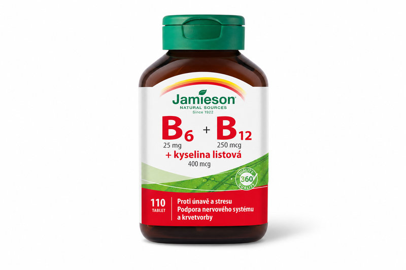 JAMIESON Vitamíny B6 B12+kyselina listová tbl.110