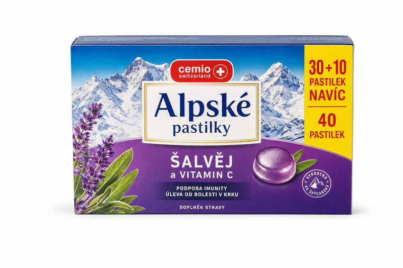 Cemio Alpské pastilky ŠALVĚJ a VITAMIN C pst.40