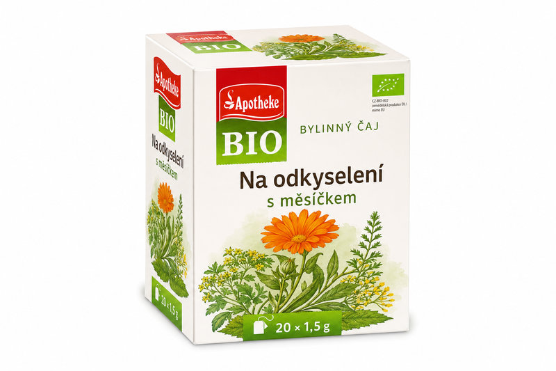 Čaj Apotheke BIO Na odkyselení s měsíčkem 20x1.5g