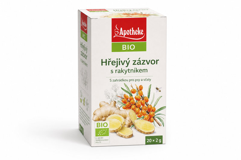 Čaj Apotheke BIO Hřejivý zázvor s rakytníkem 20x2g