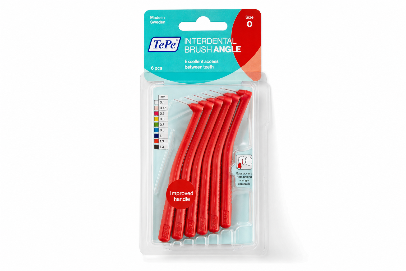 TePe mezizub kart Angle 0,5 červené 6ks 154630