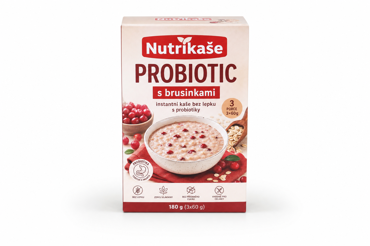 Nutrikaše probiotic cranberries 180g (3x60g)