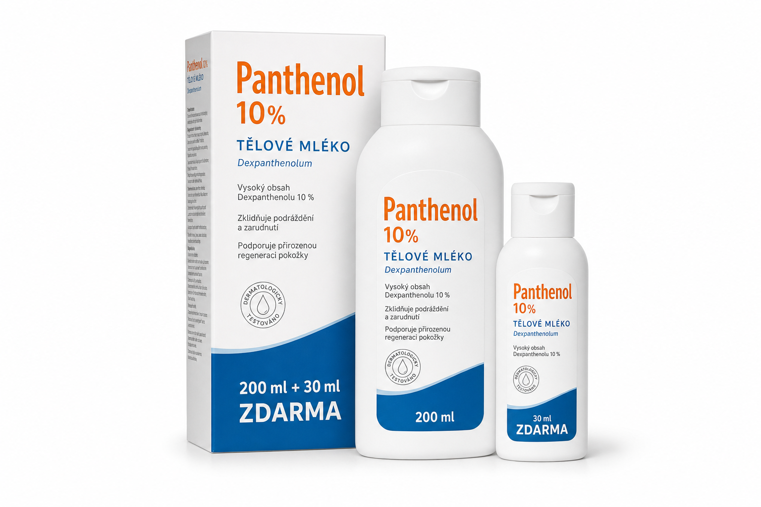 Panthenol 10% Sens.těl.ml.200+30mlZDARMA