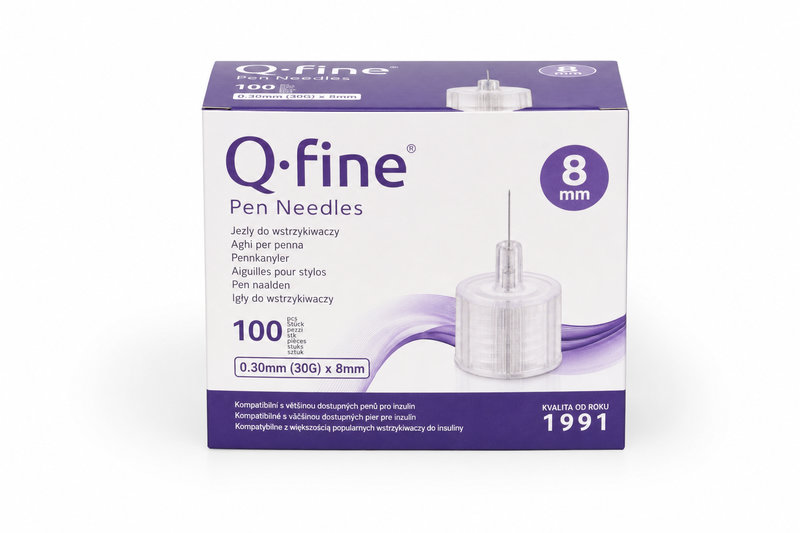 Jehly Qfine všechna inzul.pera 0.30(30G)x8mm 100ks
