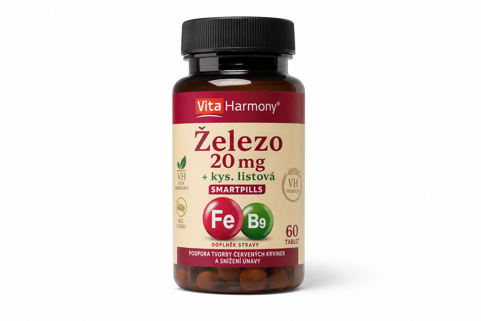 VitaHarmony Železo 20mg+kys.list.SmartPills tbl.60