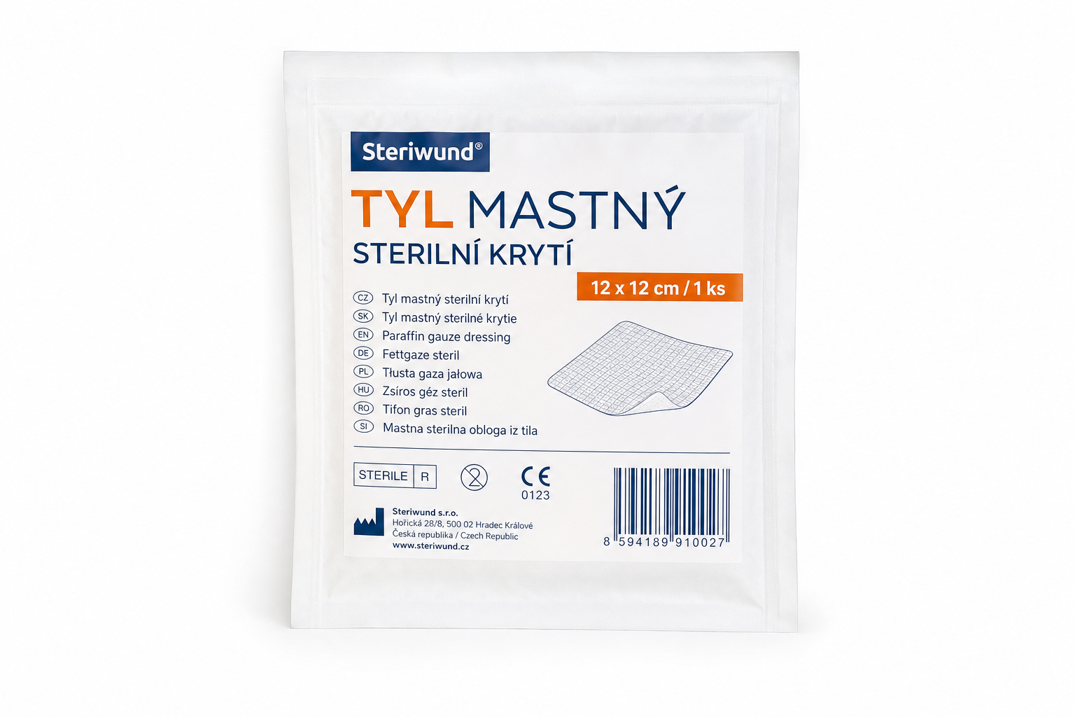Tyl mastný sterilní krytí 12x12cm/ 1ks Steriwund