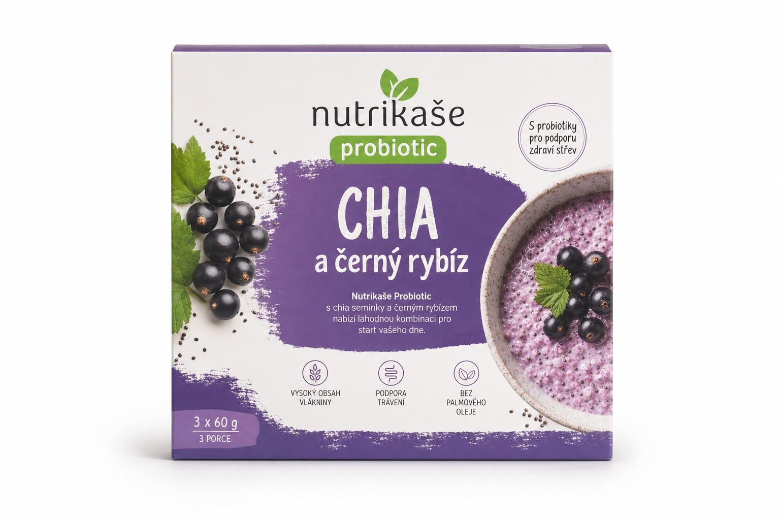 Nutrikaše probiotic CHIA a černý rybíz (3x60g)