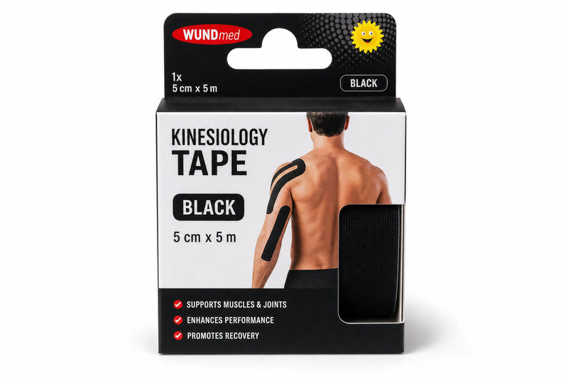 Kinezio.tejp.páska WUNDmed černá 5cmx5m 1ks