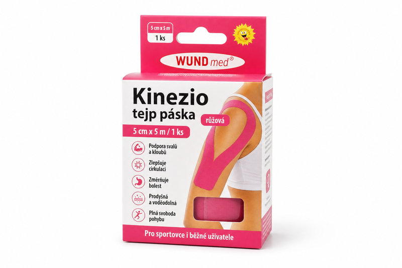 Kinezio.tejp.páska WUNDmed růžová 5cmx5m 1ks