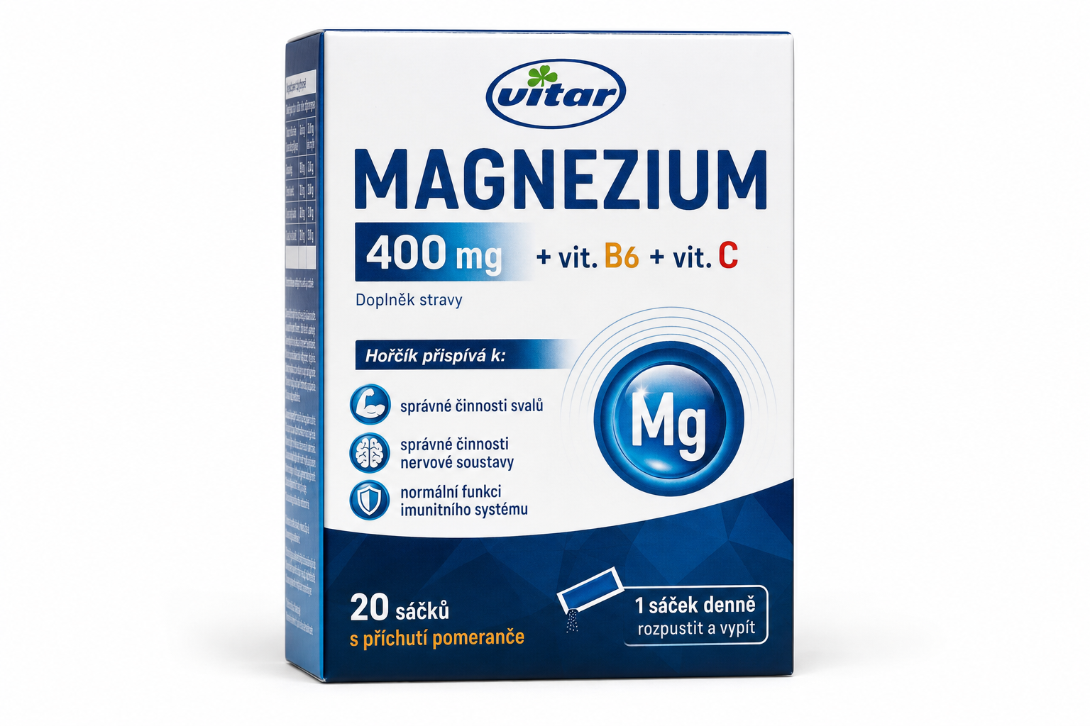 Vitar Magnezium 400mg + vit.B6 + vit.C 20 sáčků