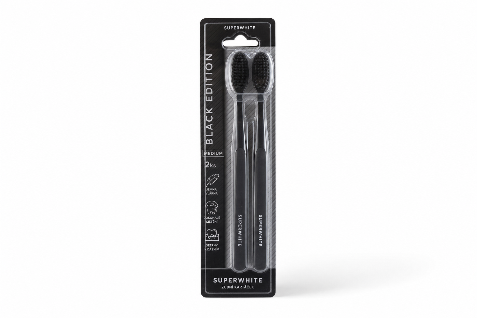 Zubní kartáček SUPERWHITE Black Edition MEDIUM 2ks