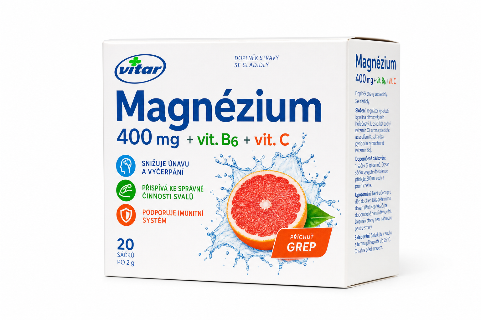 VITAR Magnézium 400mg+vit.B6+vit.C grep sáč. 20x2g