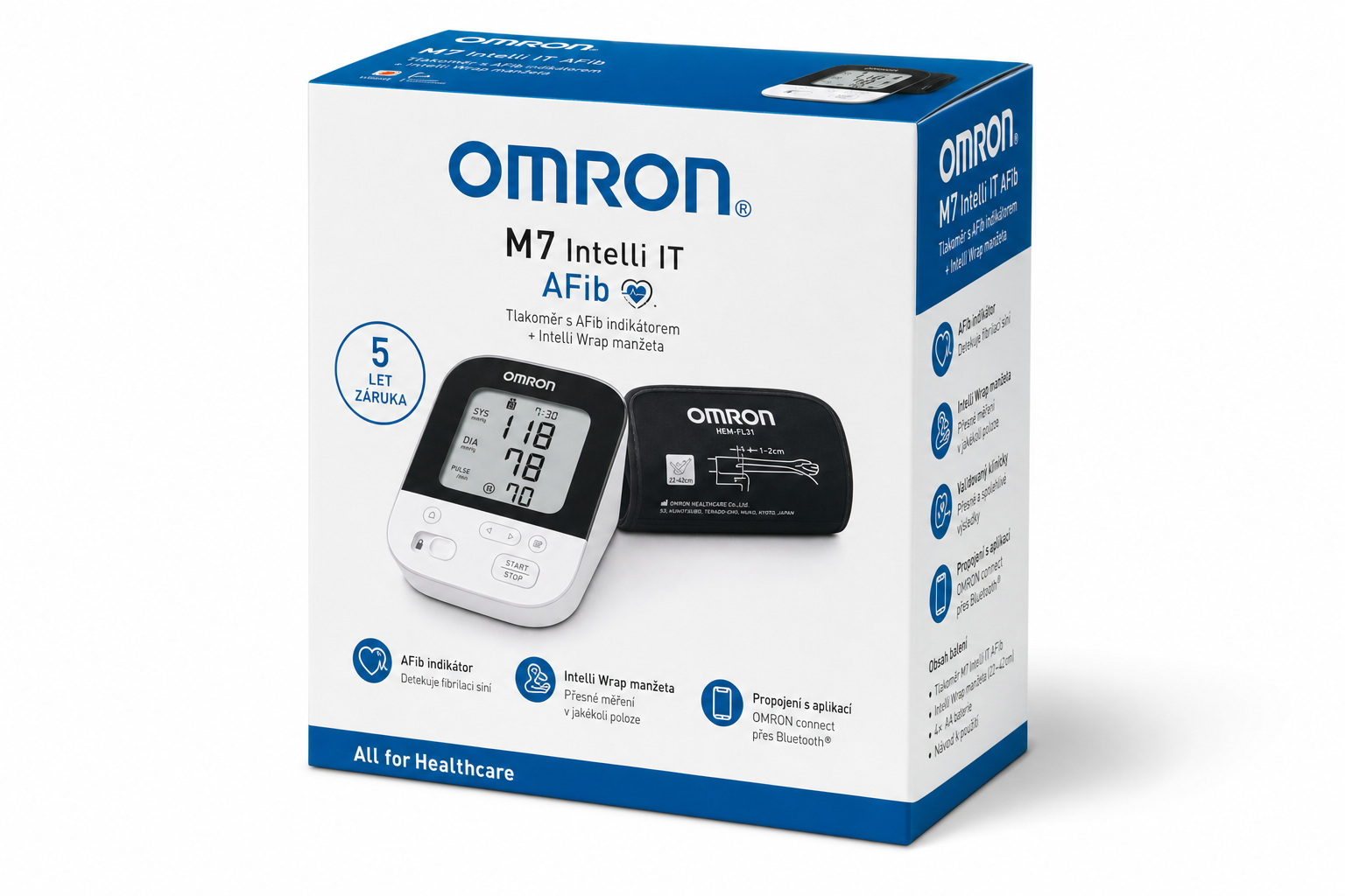 Tonometr dig.OMRON M7 Intelli IT AFib+ZDROJ 5let