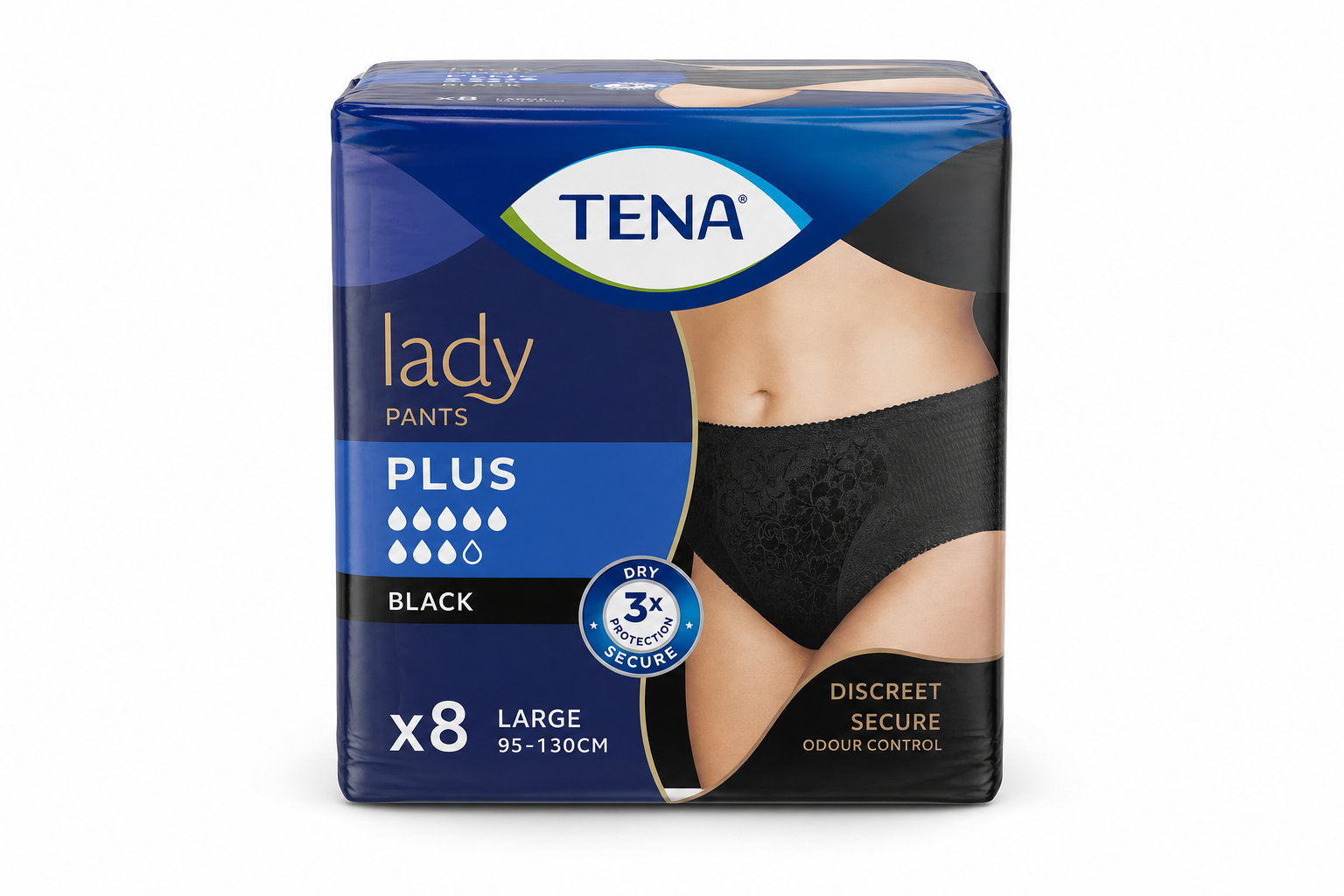Tena navl.kalh.Lady Pants Plus Black L 8ks 725266