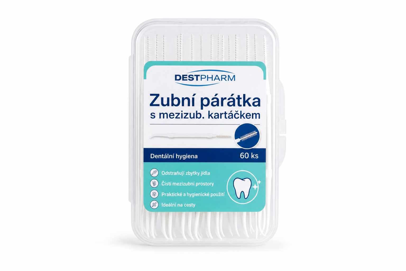 Zubní párátka s mezizub. kartáčkem DESTPHARM 60ks