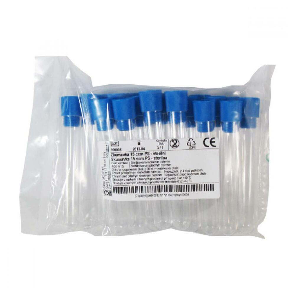 Zkumavka ster.PH 15ml se zá.modrá 20ks 400915