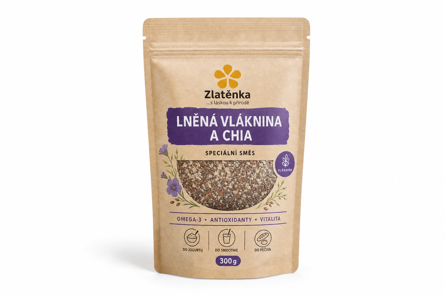 Zlatěnka lněná vláknina a chia 300g