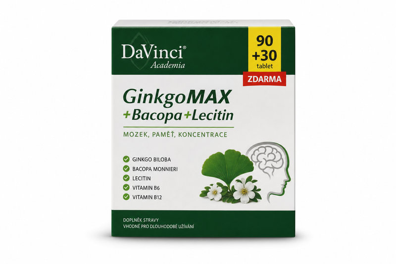 GinkgoMAX+Bacopa+Lecitin DaVinciAcademia tob.90+30