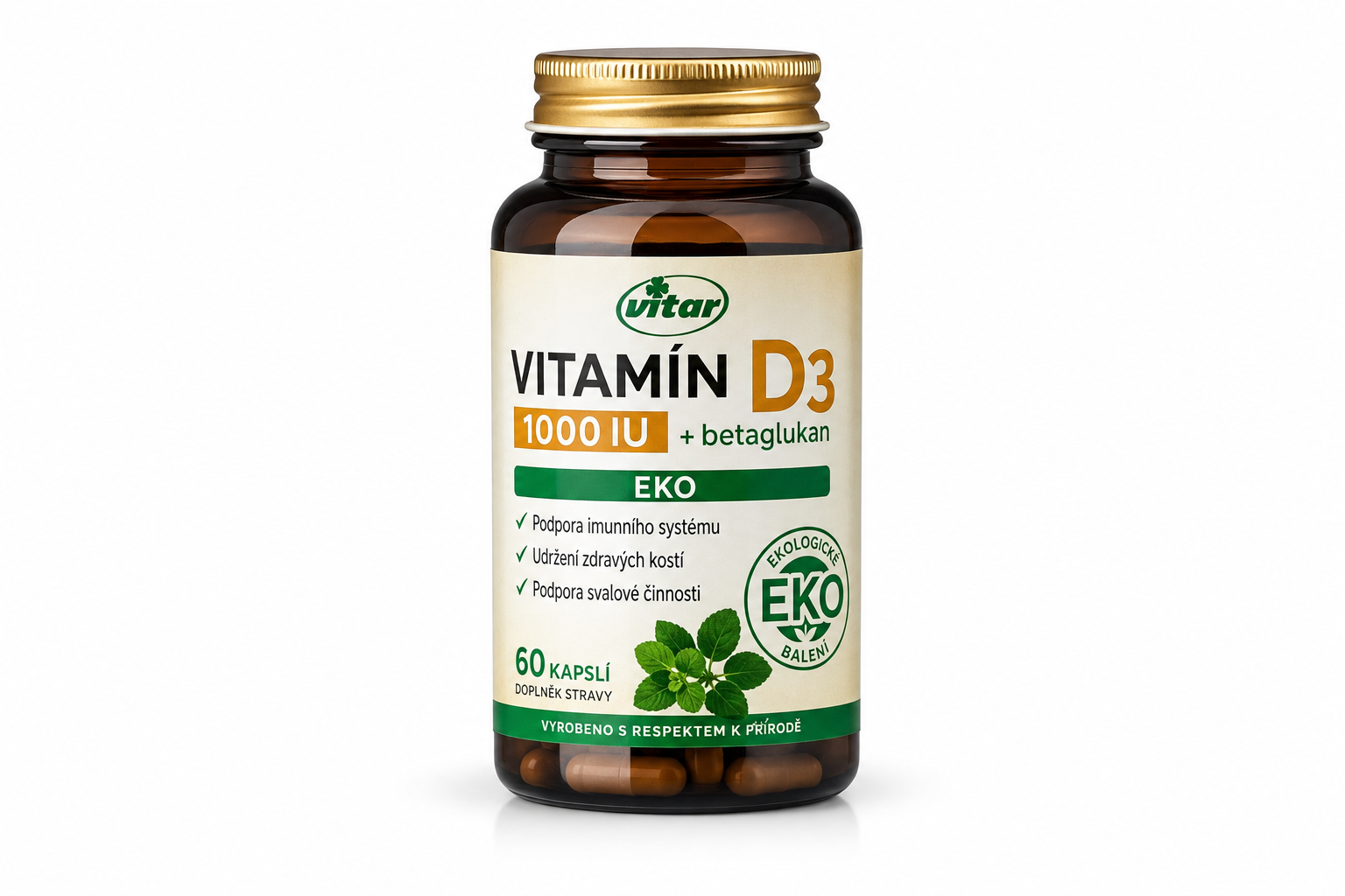 VITAR Vitamín D3 1000IU+betaglukan EKO cps.60