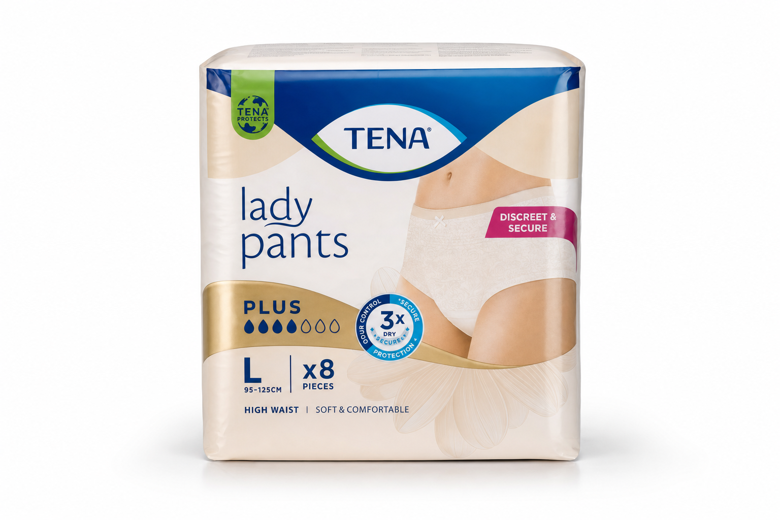 Tena navl.kalh.Lady Pants Plus Creme L 8ks 782609