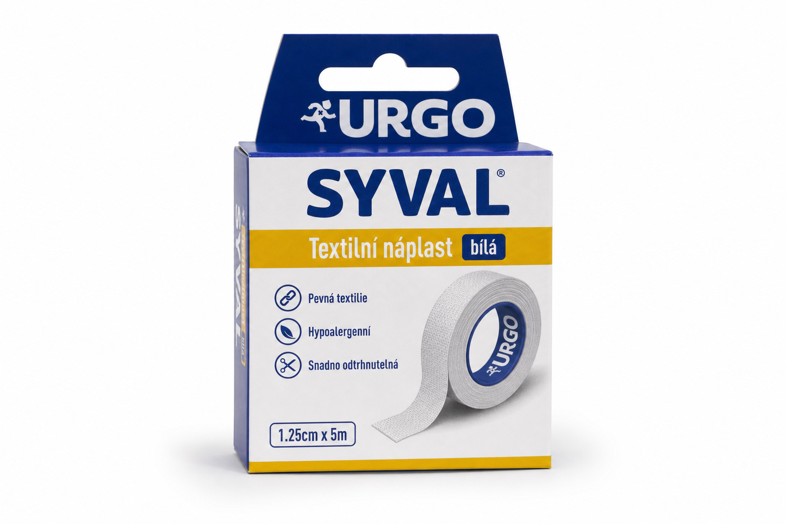 URGO SYVAL Textilní náplast bílá 1.25cmx5m NOVÁ