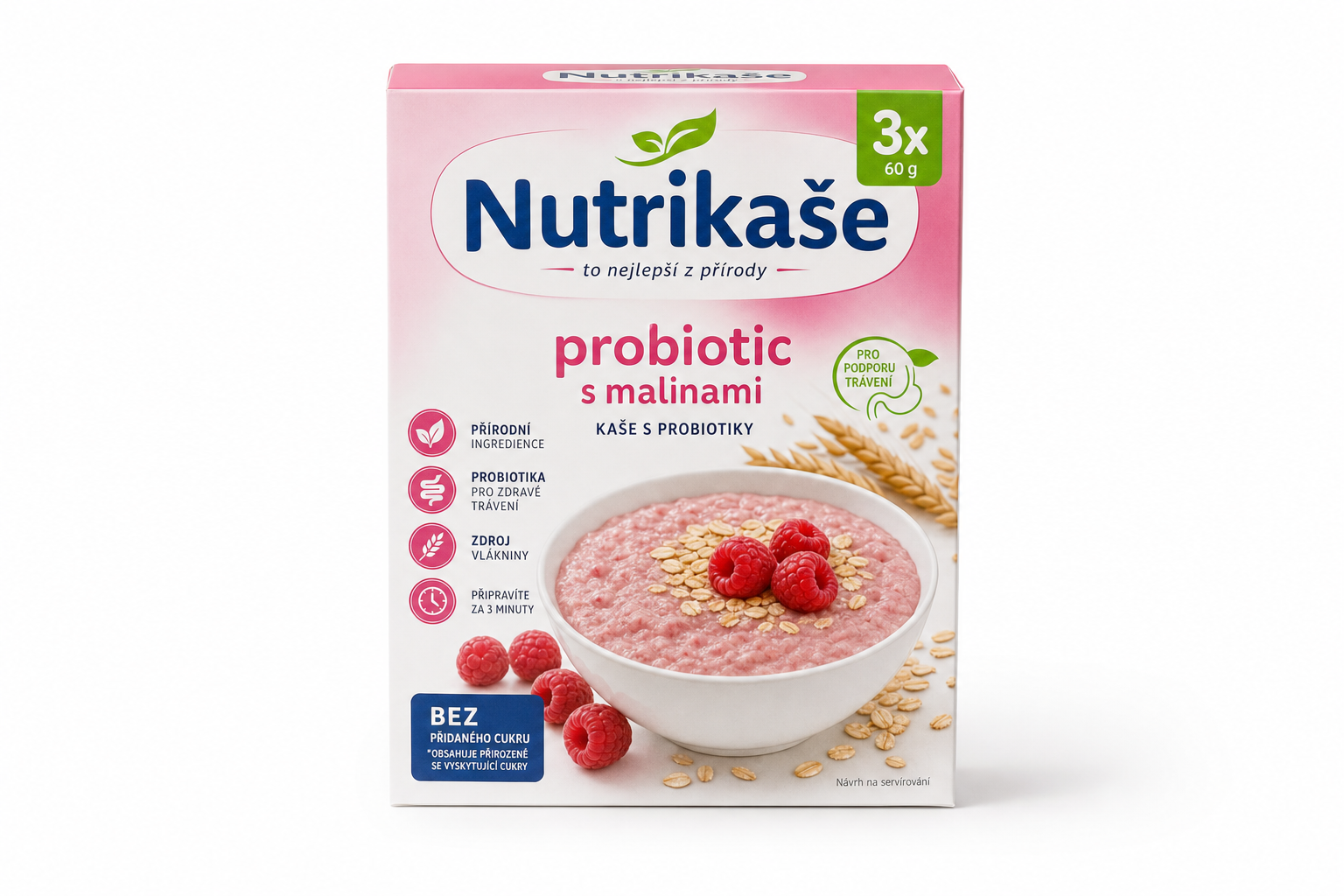Nutrikaše probiotic s malinami 3x60g