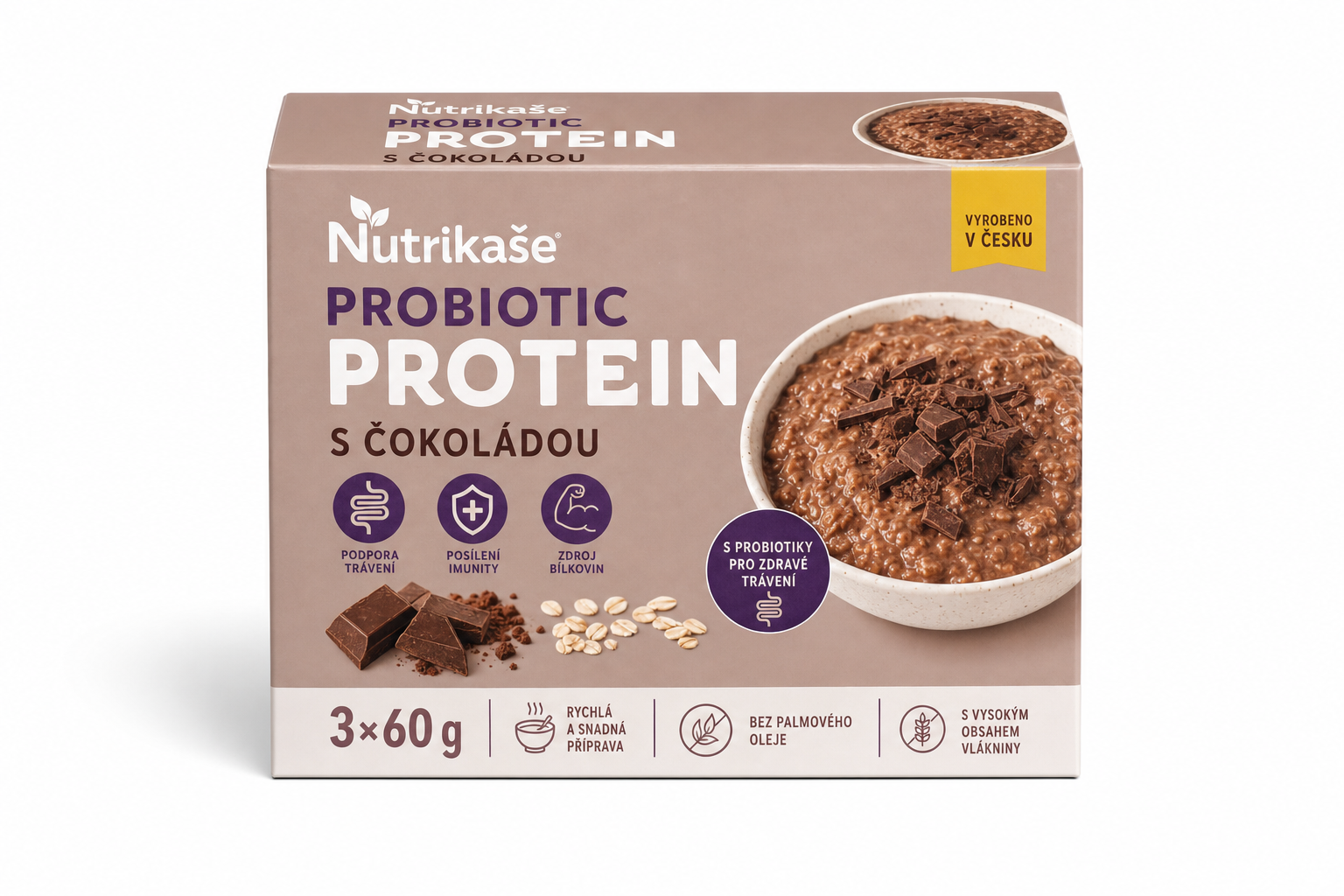 Nutrikaše probiotic proteinová s čokoládou 3x60g