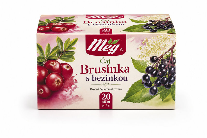 Čaj Brusinka s bezinkou 20x2g Meg