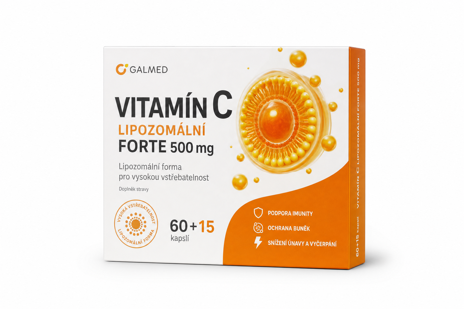 Vitamín C lipozomální forte 500mg Galmed cps 60+15