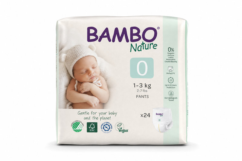Bambo Nature 0 dětské plenkové kalhotky 1-3kg 24ks