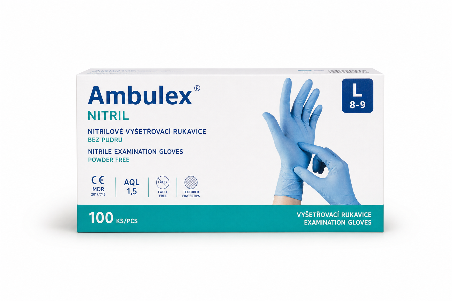 Rukavice Ambulex Nitryl nepudrované L 100ks