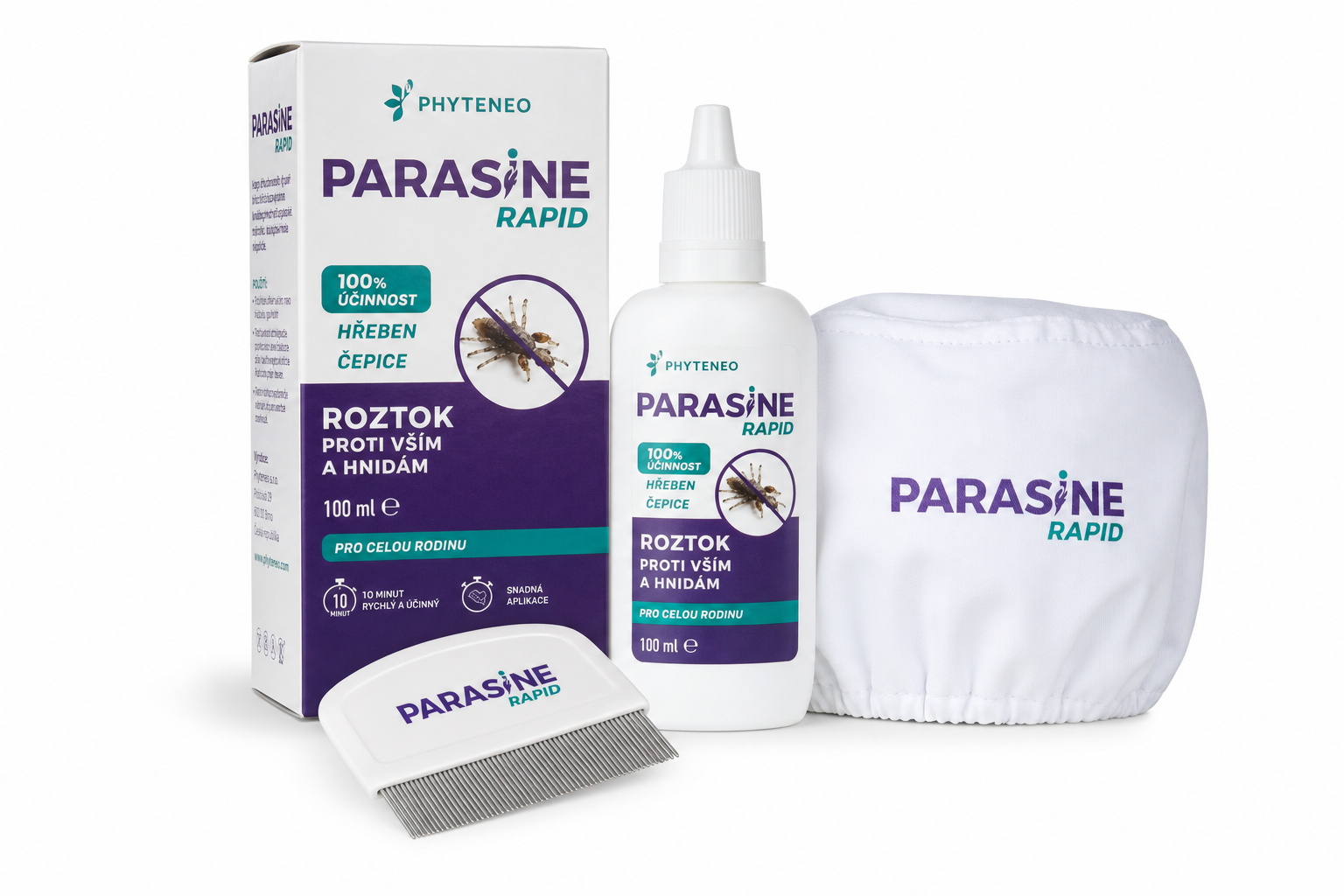 Phyteneo Parasine Rapid 100ml+spec.hřeben+čepice