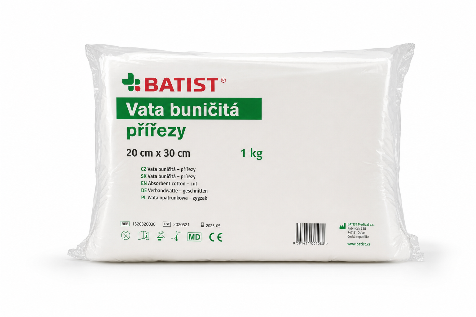 Vata buničitá přířezy 20x30cm 1kg Batist