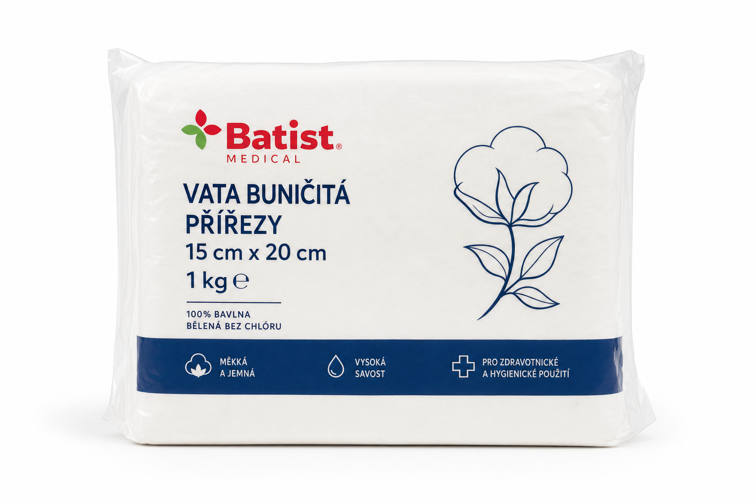 Vata buničitá přířezy 15x20cm 1kg Batist