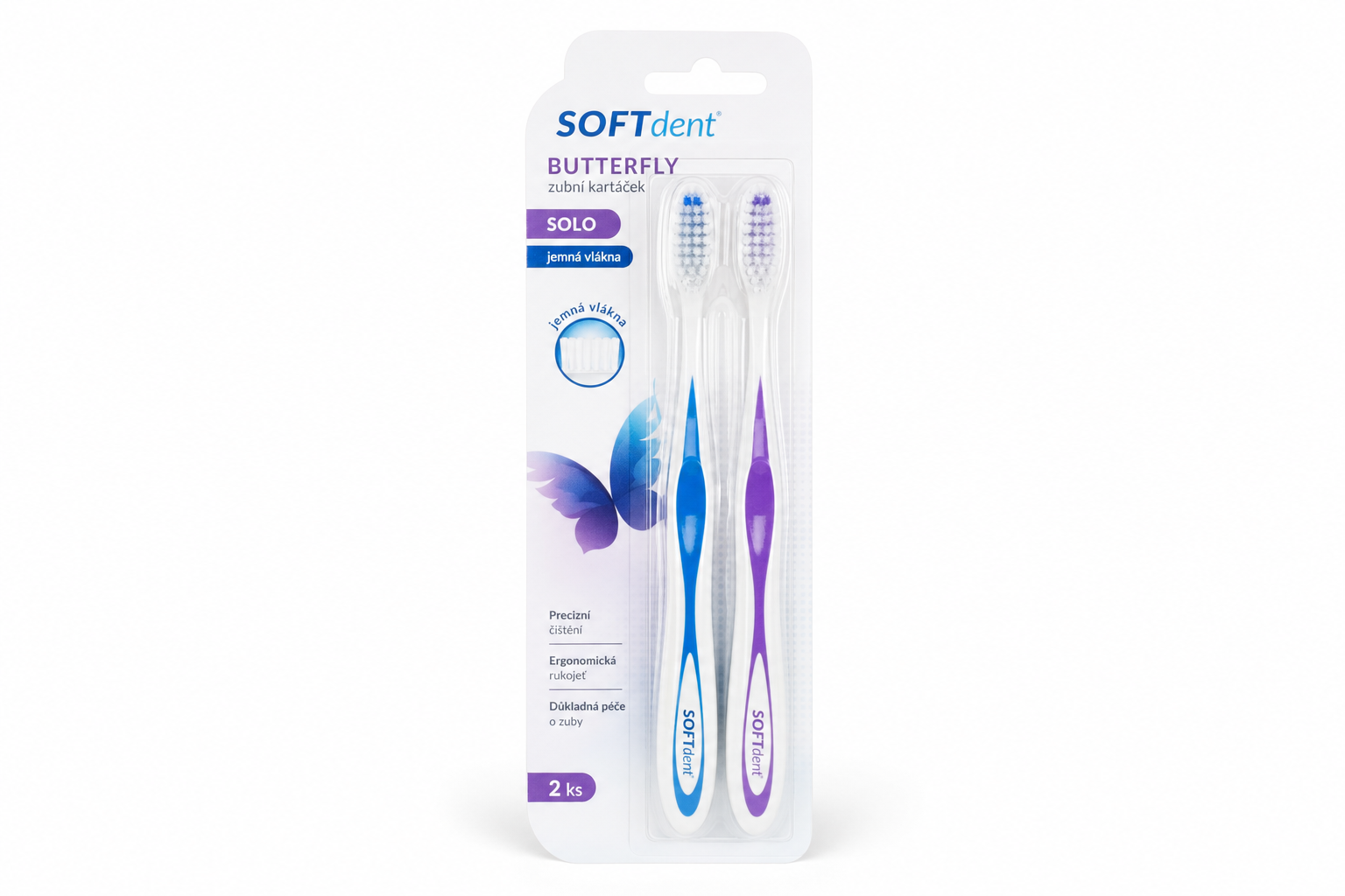 SOFTdent Butterfly zubní kartáček SOLO 2ks